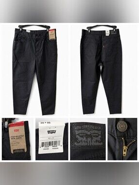 New Levi’s High-Waisted Mom Mens  Black Pants Original Style Size 30 x 30